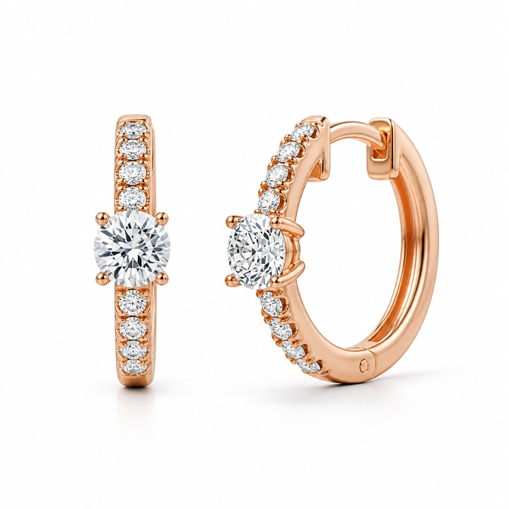 Lab-grown round diamond huggie earrings with 0.75ct total diamond weight
