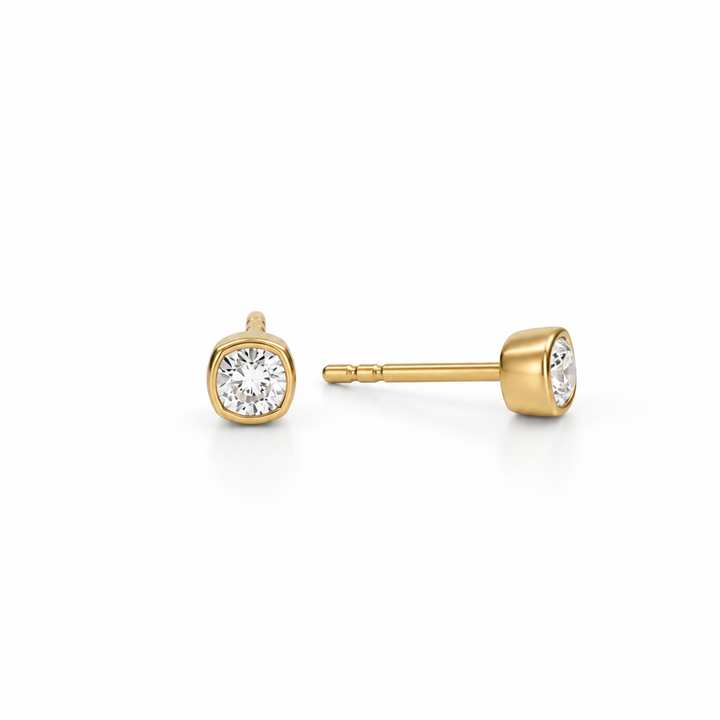 Cushion Bezel Stud Lab Grown Diamond Earrings