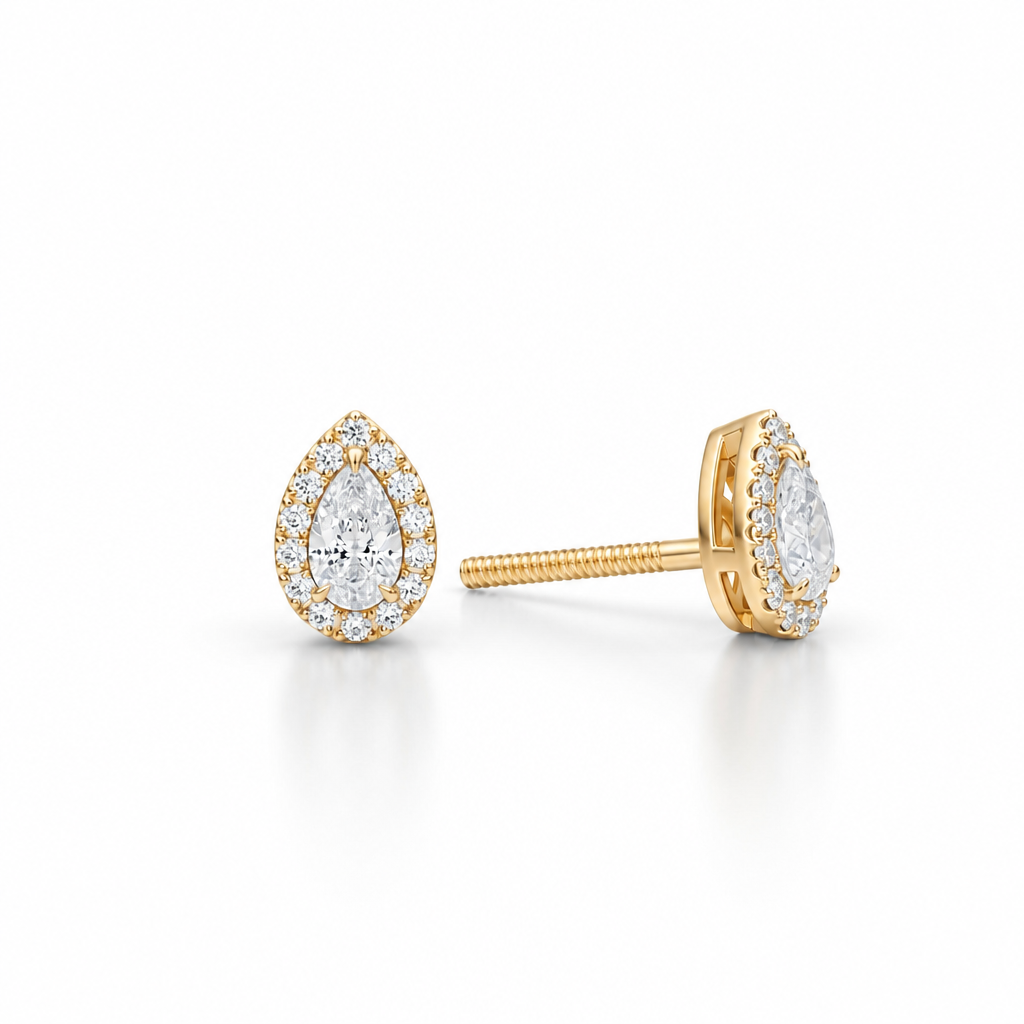 Pear Halo Stud Earrings