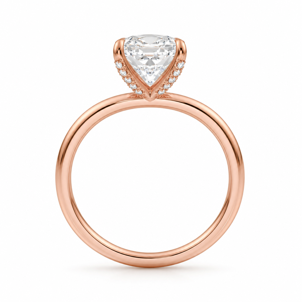 Cushion Solitaire Ring With Pave Prongs
