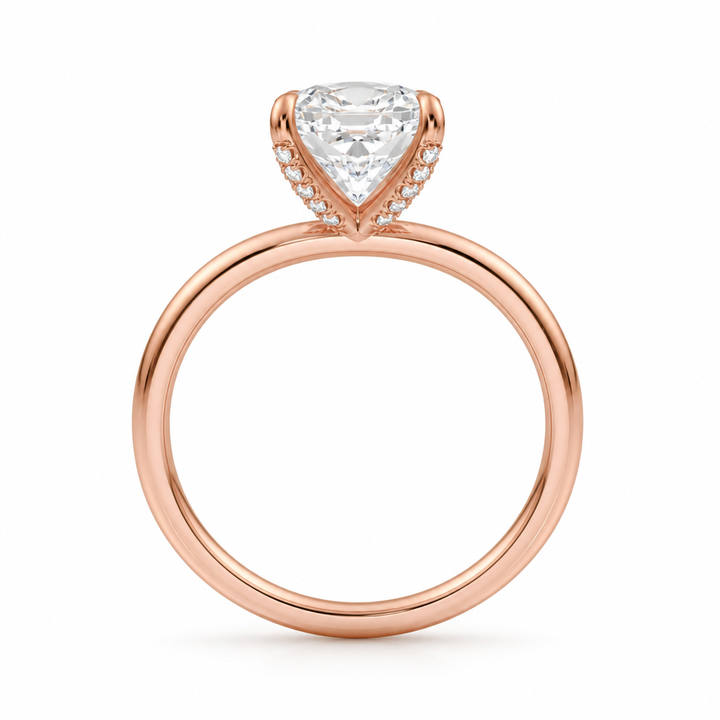 Cushion Solitaire Ring With Pave Prongs