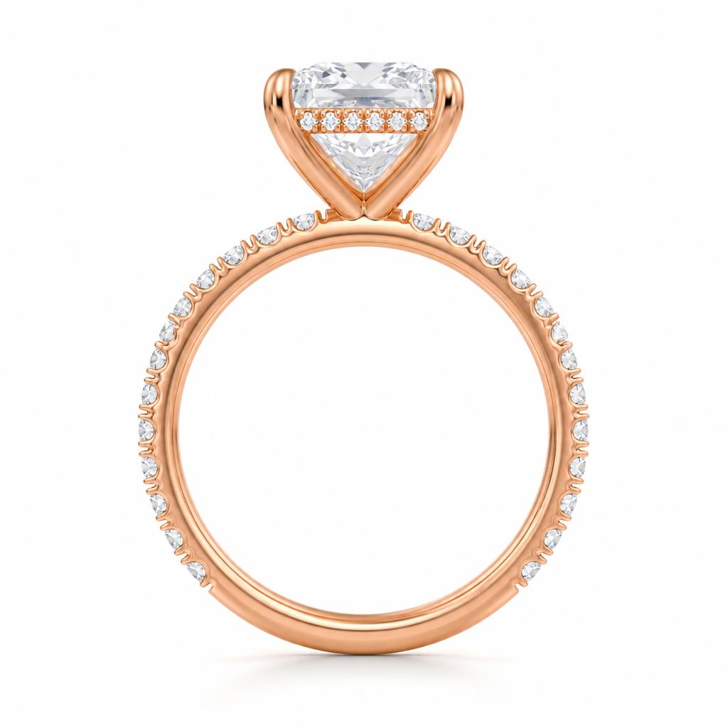 Princess Hidden Halo With Pave Band