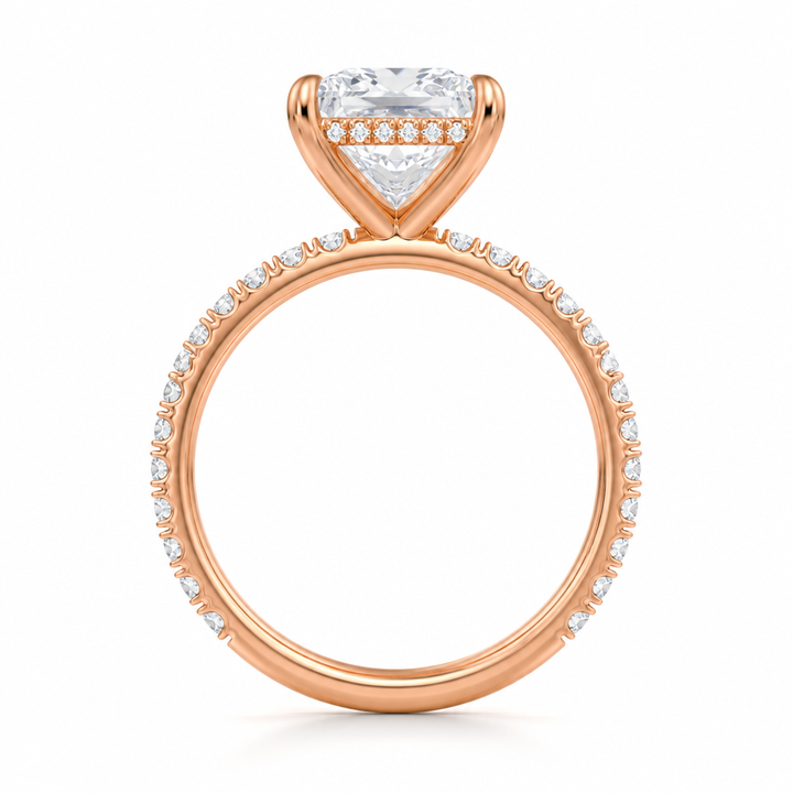 Princess Hidden Halo With Pave Band