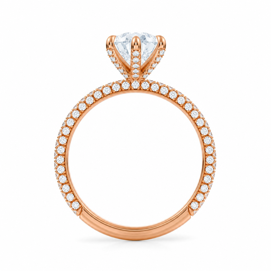 Pear Three Row Pave Ring With Pave Prongs