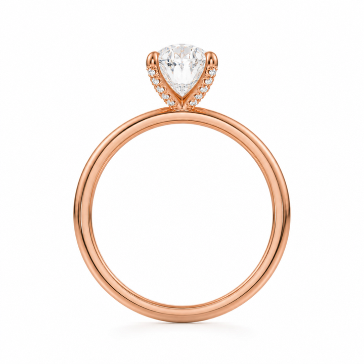 Oval Solitaire Ring With Pave Prongs