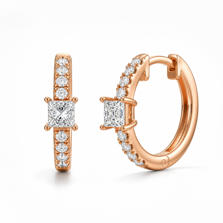 Lab Grown Princess Diamond Huggie Earrings