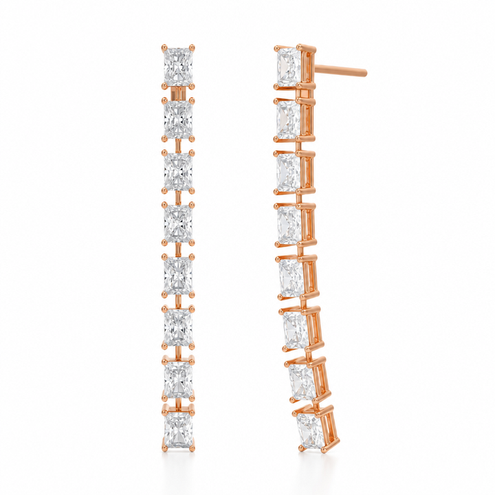 8 Stone Radiant Lab Grown Diamond Drop Earrings