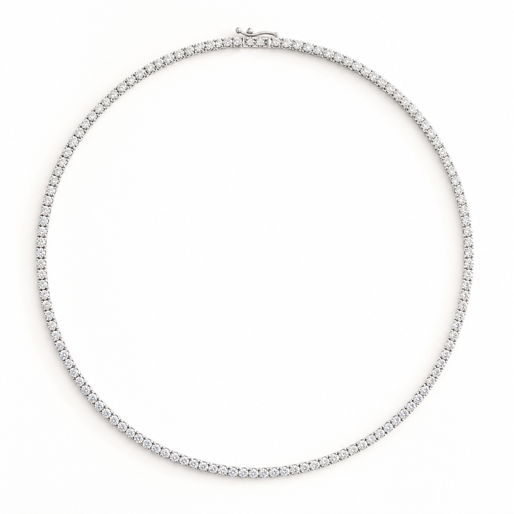 15 carat lab grown diamond tennis necklace with colourless round diamonds