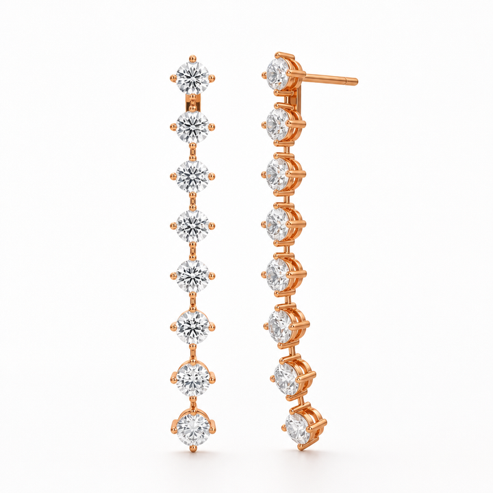 4 Carat 8 Stone Round Lab Grown Diamond Drop Earrings