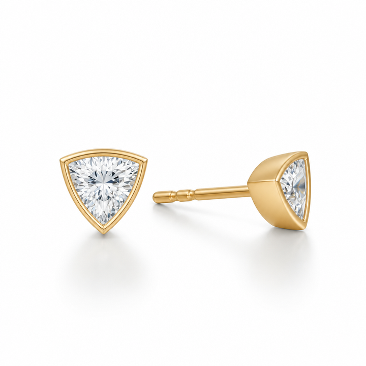 Trillion Bezel Stud Lab Grown Diamond Earrings