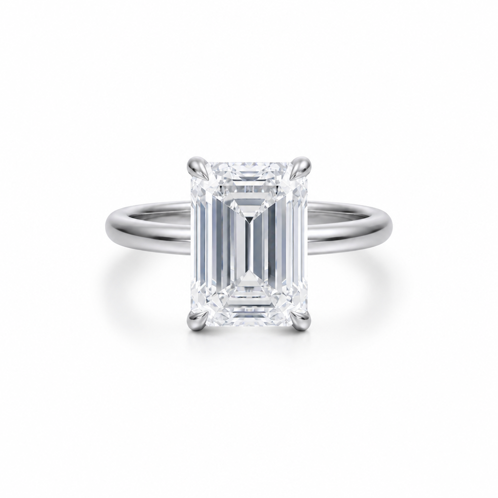 Emerald Classic Open Solitaire Ring