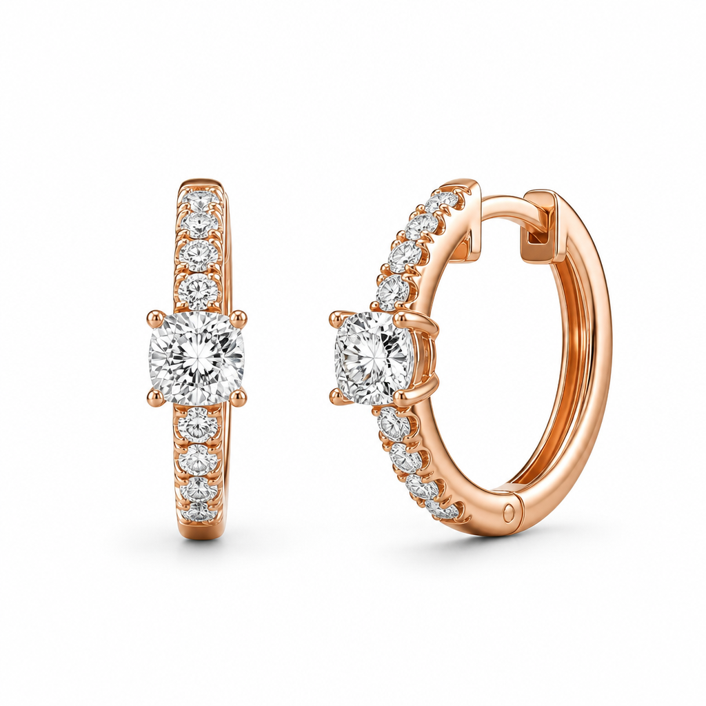Lab Grown Cushion Diamond Huggie Earrings