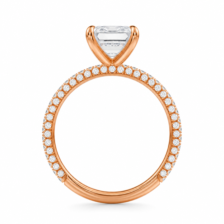 Emerald Three Row Pave Ring