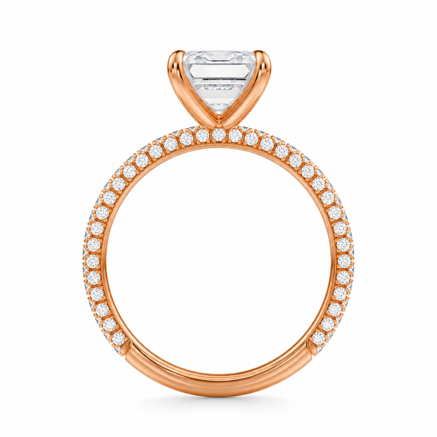 Emerald Three Row Pave Ring