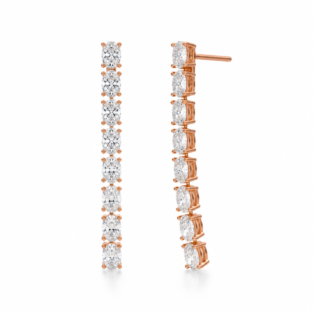 8 Stone Oval Lab Grown Diamond Drop Earrings