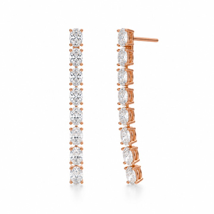 8 Stone Oval Lab Grown Diamond Drop Earrings