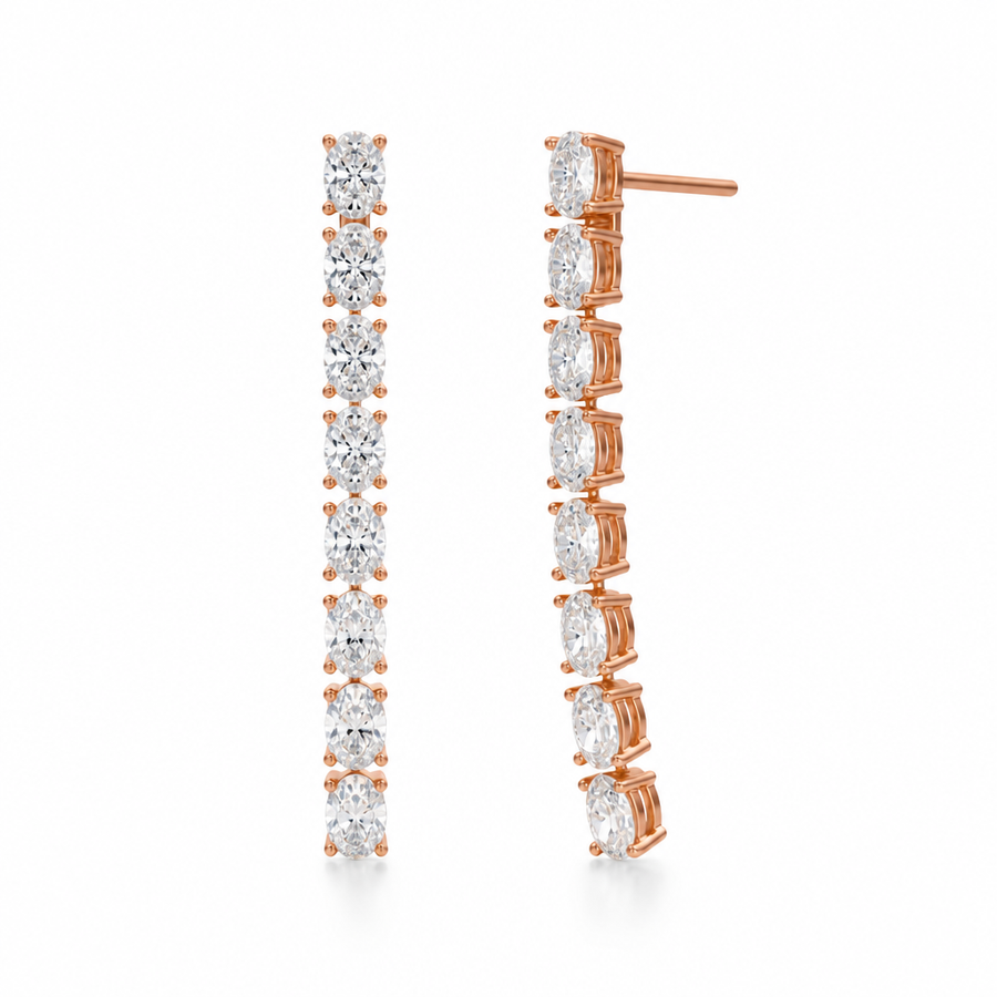 8 Stone Oval Lab Grown Diamond Drop Earrings