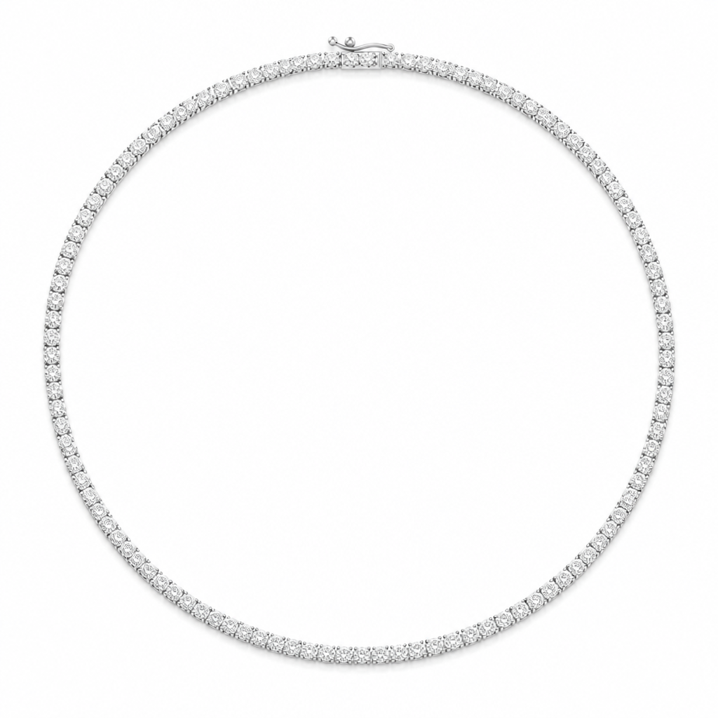 13 carat round lab grown diamond tennis necklace