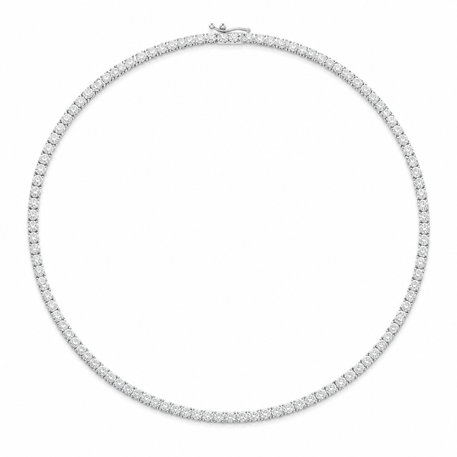 13 carat round lab grown diamond tennis necklace