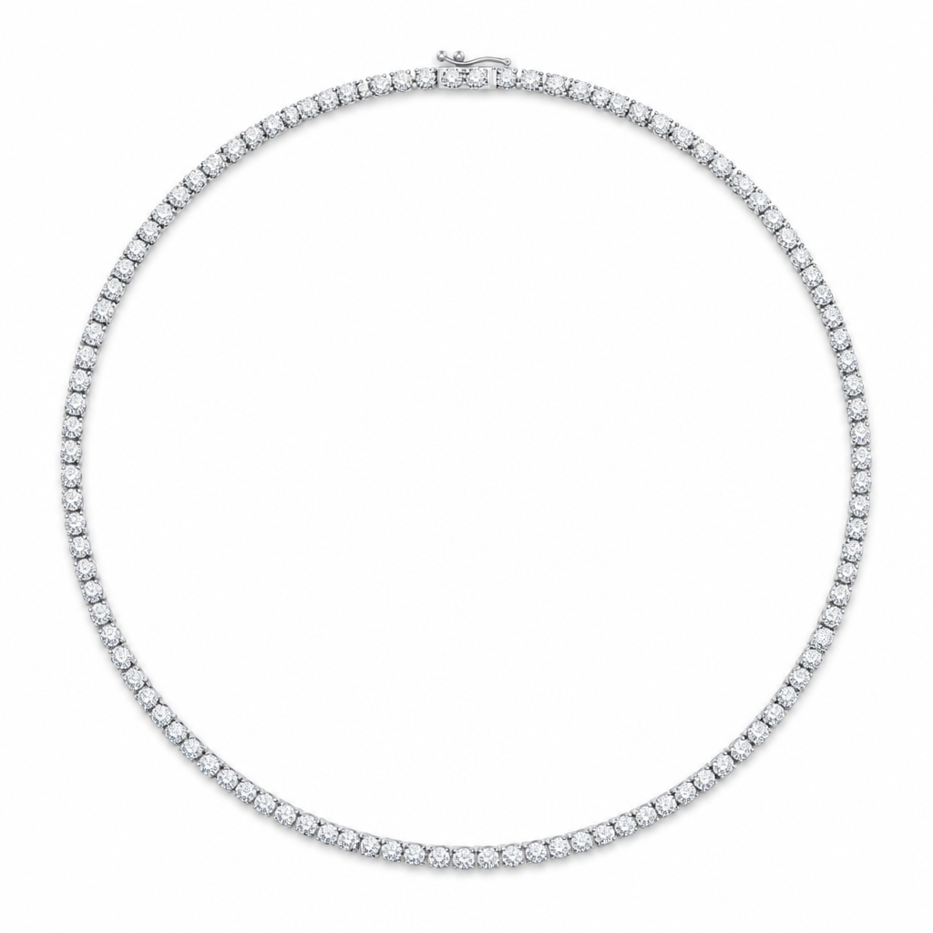 20 Carat Round Lab Grown Diamond Tennis Necklace