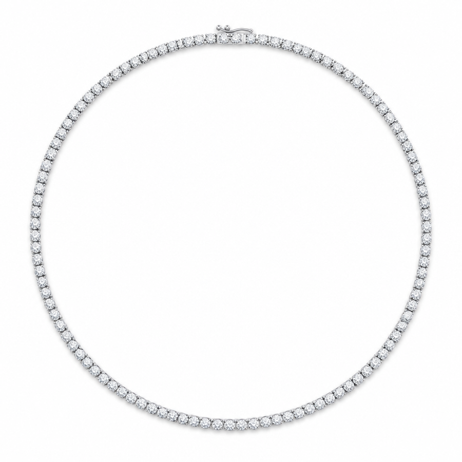 20 Carat Round Lab Grown Diamond Tennis Necklace