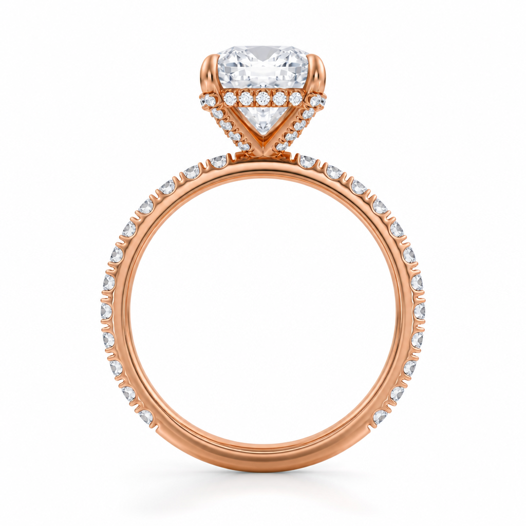 Cushion Diamond Basket With Pave Ring