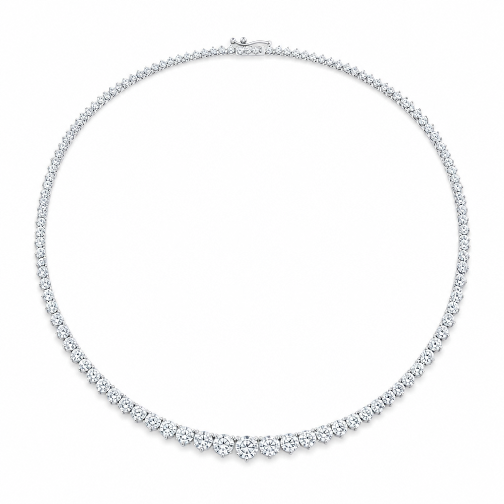 10 Carat Lab Grown Diamond Graduated Tennis Necklace