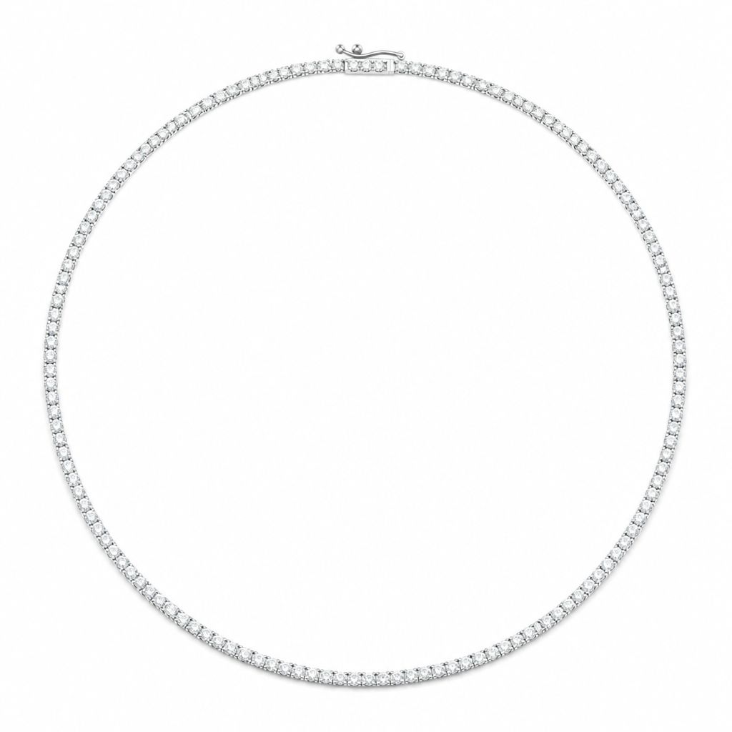 7 carat round lab grown diamond tennis necklace
