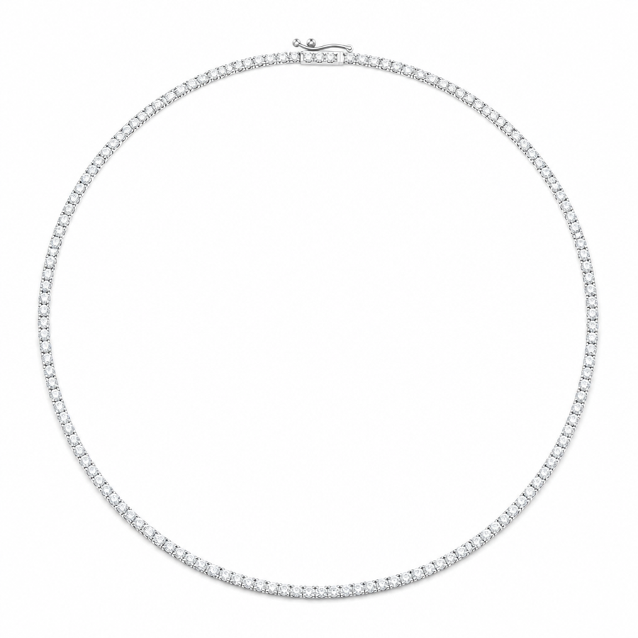 7 carat round lab grown diamond tennis necklace