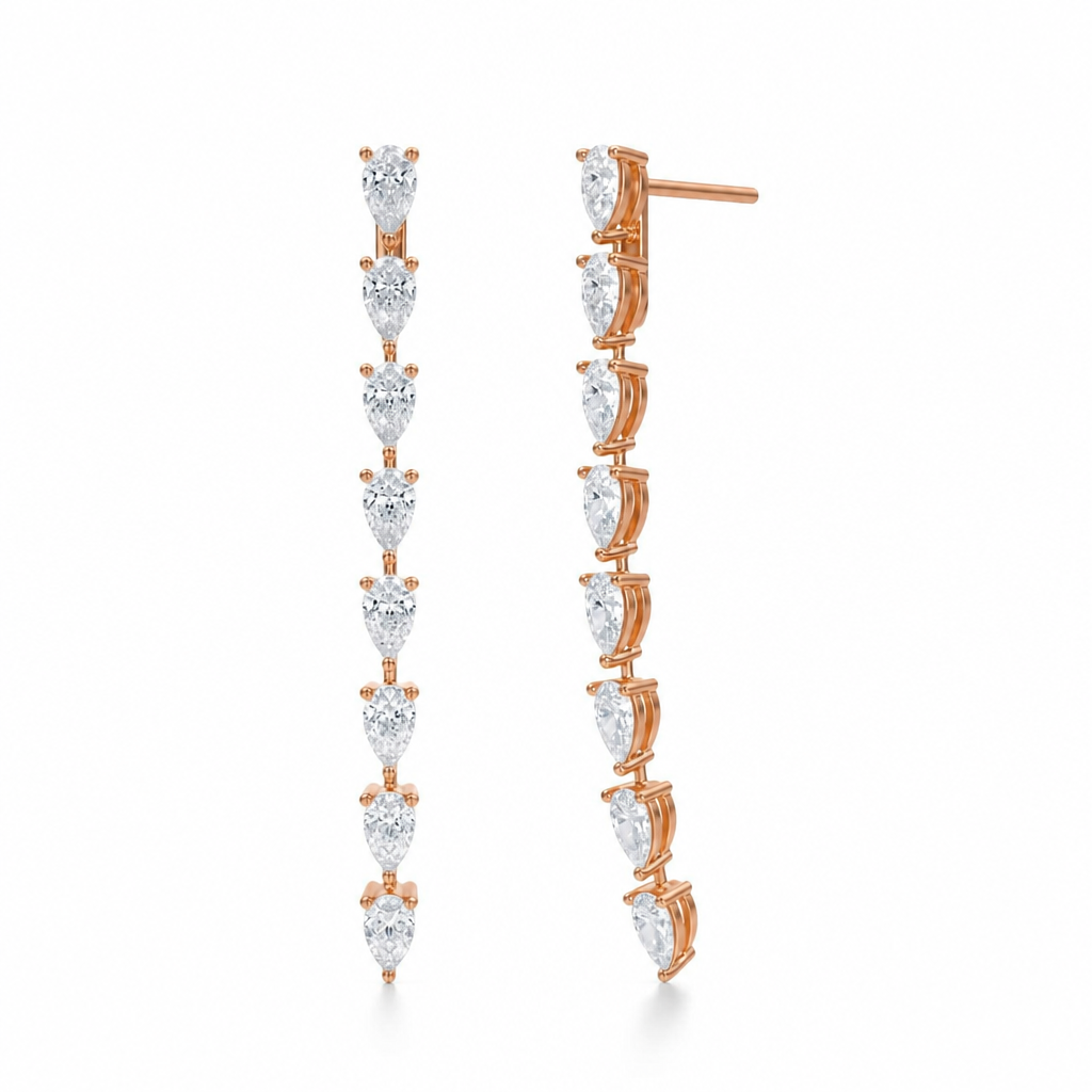 8 Stone Pear Lab Grown Diamond Drop Earrings