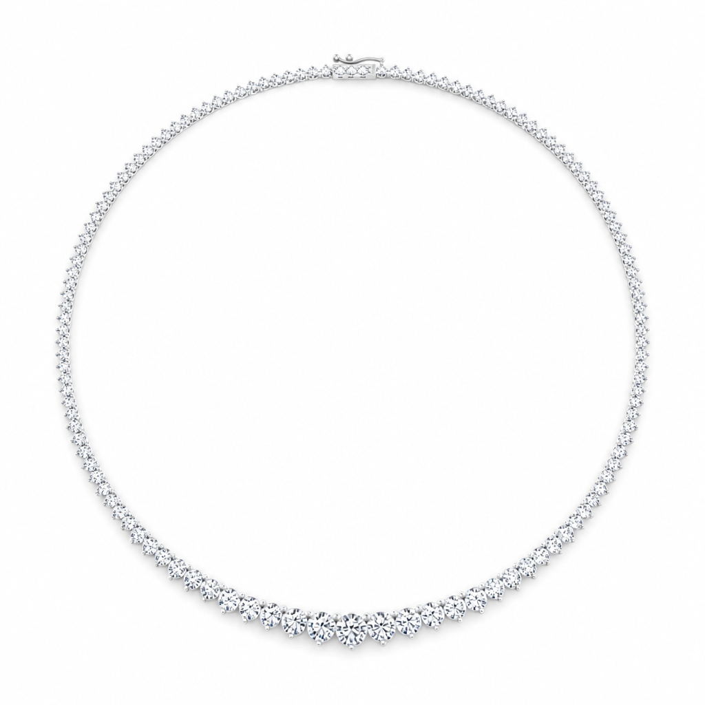 18 Carat Lab Grown Diamond Graduated Tennis Necklace