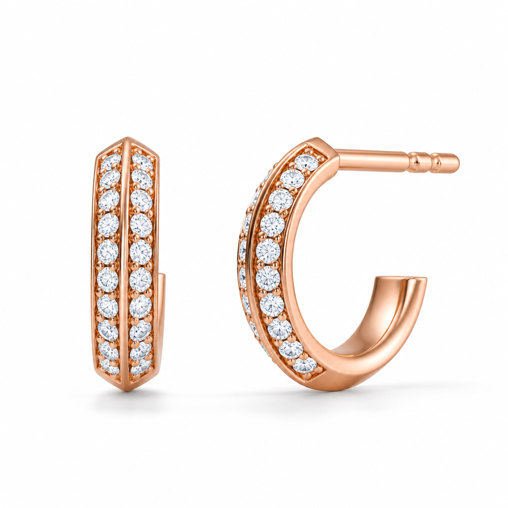 Lab Grown Knife-Edge Diamond Stud Earrings