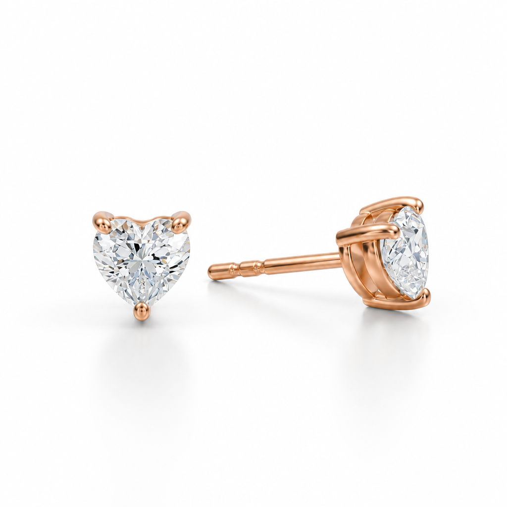 Heart Shape Lab Grown Diamond Stud Earrings
