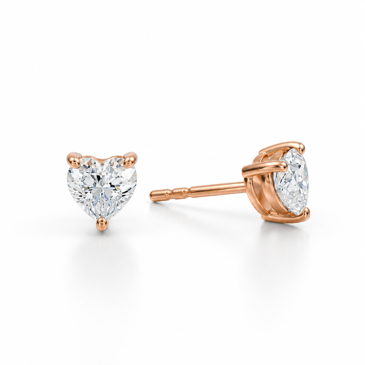 Heart Shape Lab Grown Diamond Stud Earrings