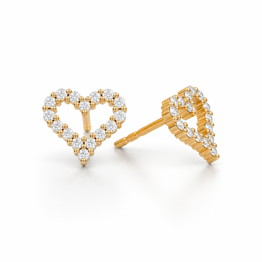 Lab Grown Heart Shape Diamond Stud Earrings