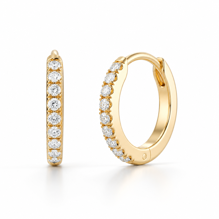 14kt gold lab-grown diamond hoop earrings with 0.14 carats of colourless diamonds