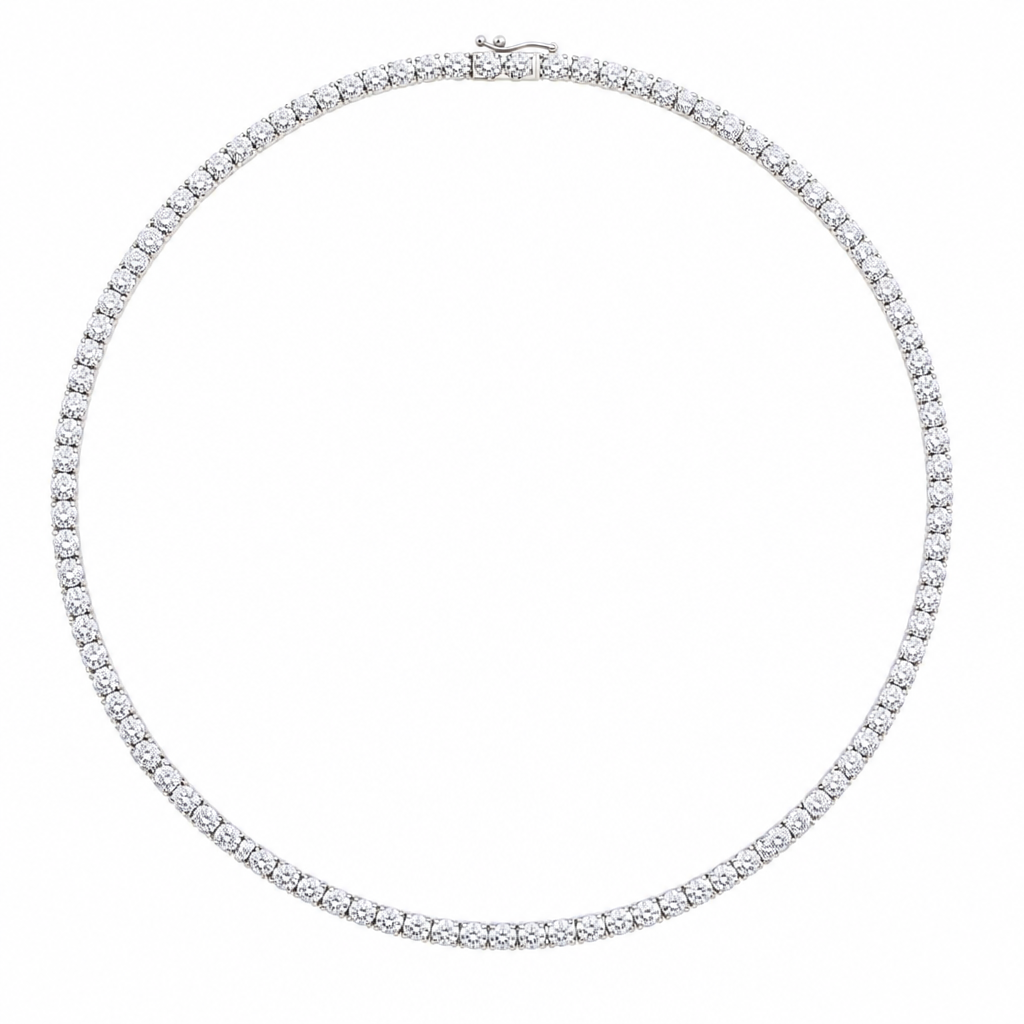 22 Carat Round Lab Grown Diamond Tennis Necklace