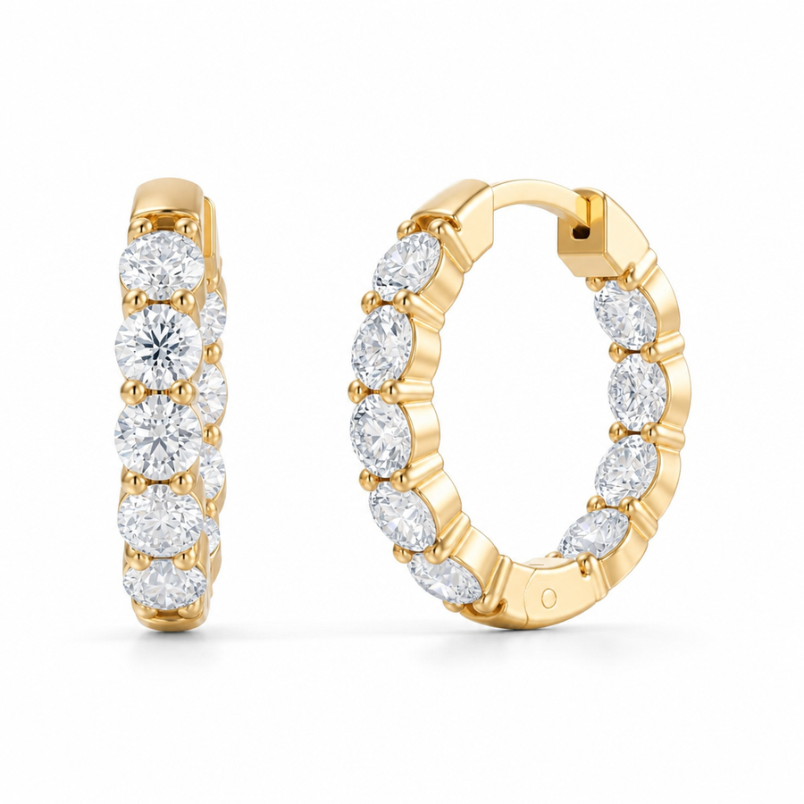 1 Carat Inside Outside Lab Grown Diamond Hoop Earrings