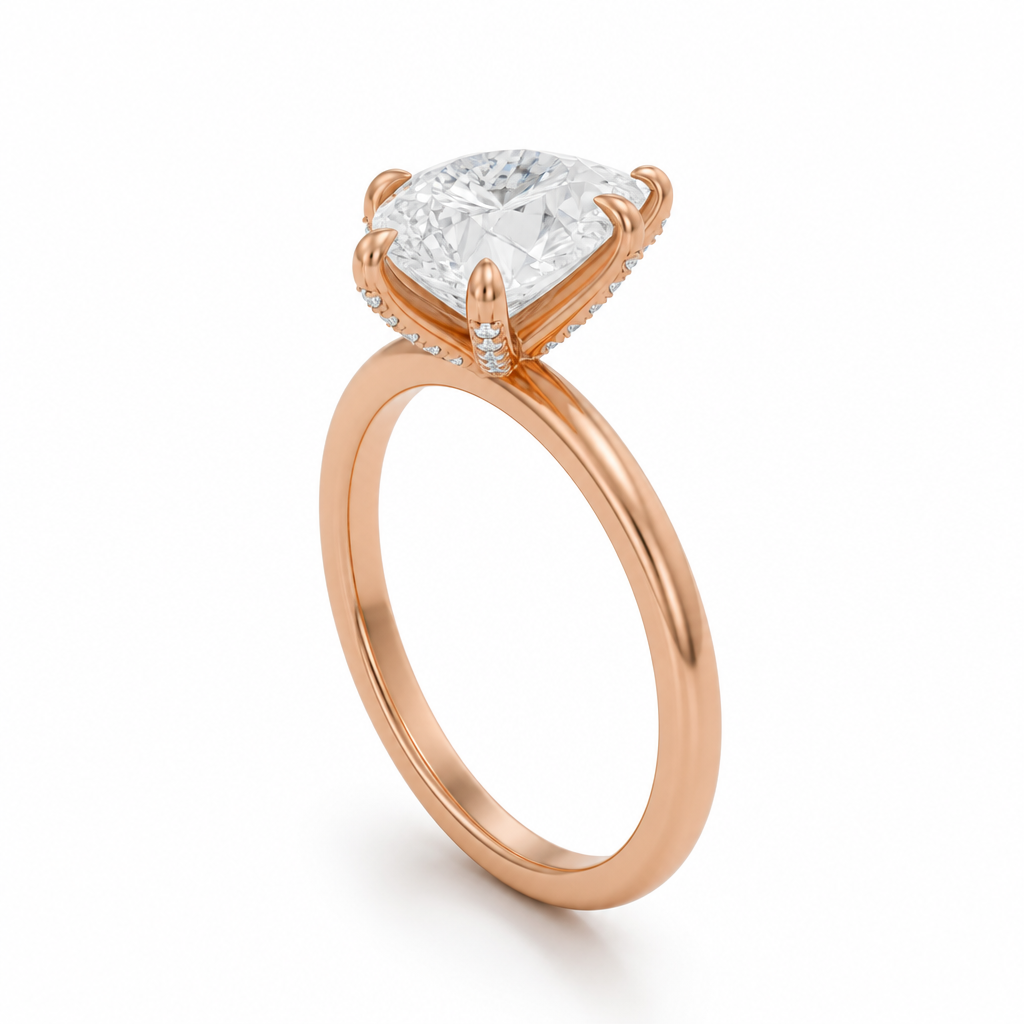 Pear Solitaire Ring With Pave Prongs