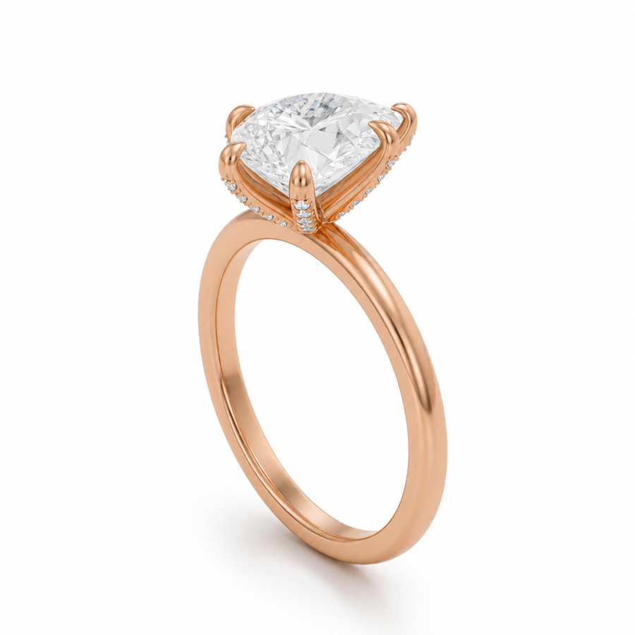 Pear Solitaire Ring With Pave Prongs