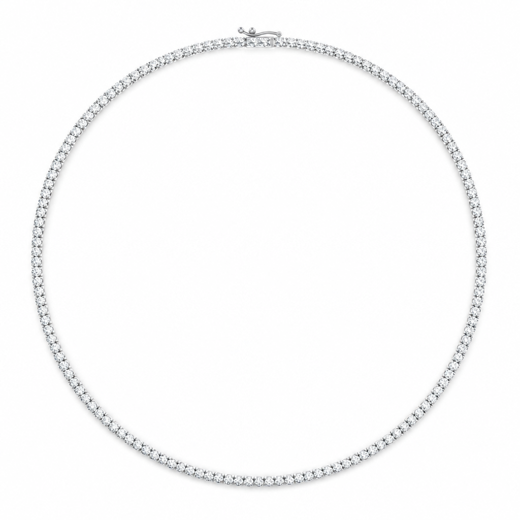 10 carat round lab grown diamond tennis necklace