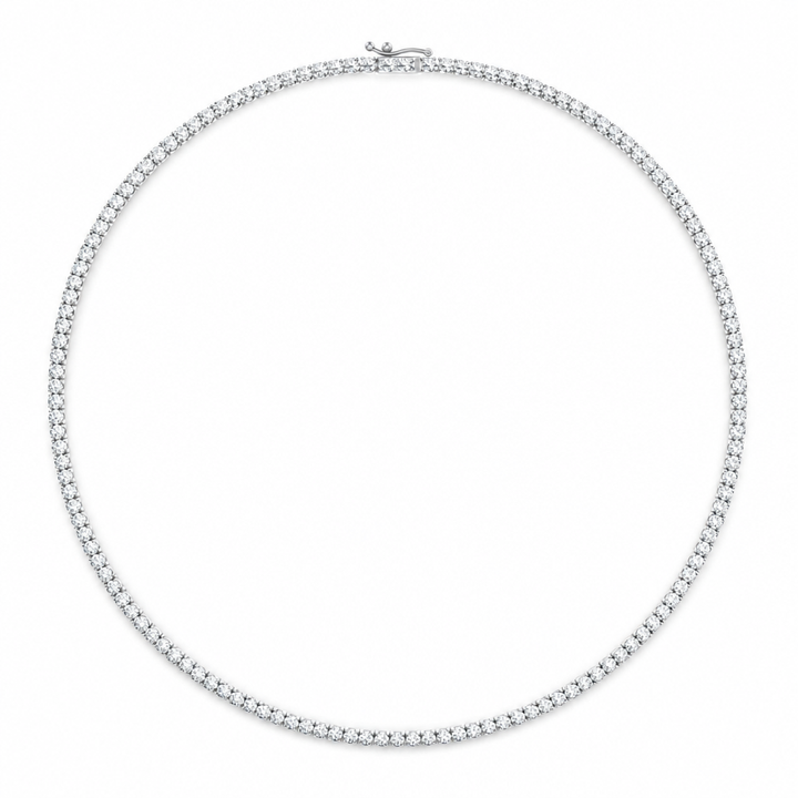 10 carat round lab grown diamond tennis necklace