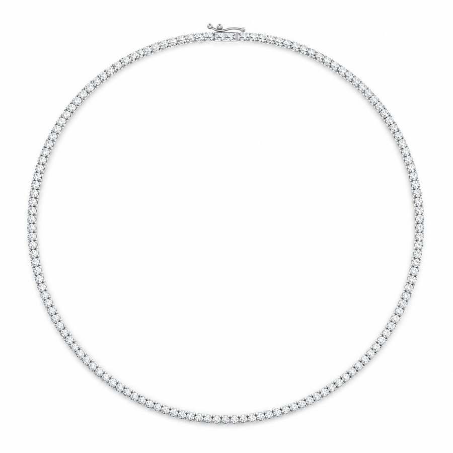 10 carat round lab grown diamond tennis necklace