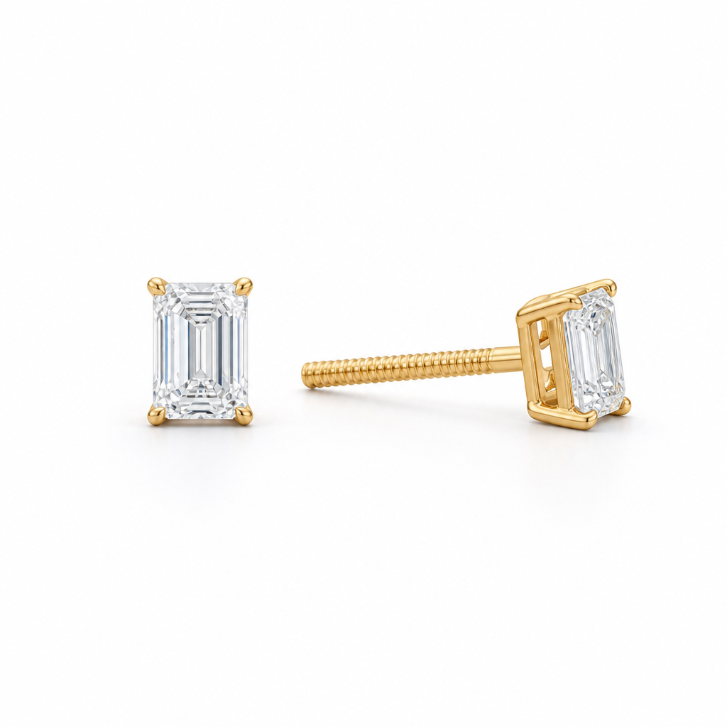 Emerald Lab Grown Diamond Stud Earrings