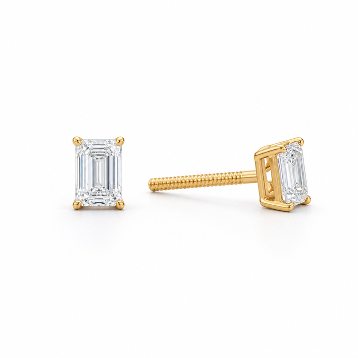 Emerald Lab Grown Diamond Stud Earrings