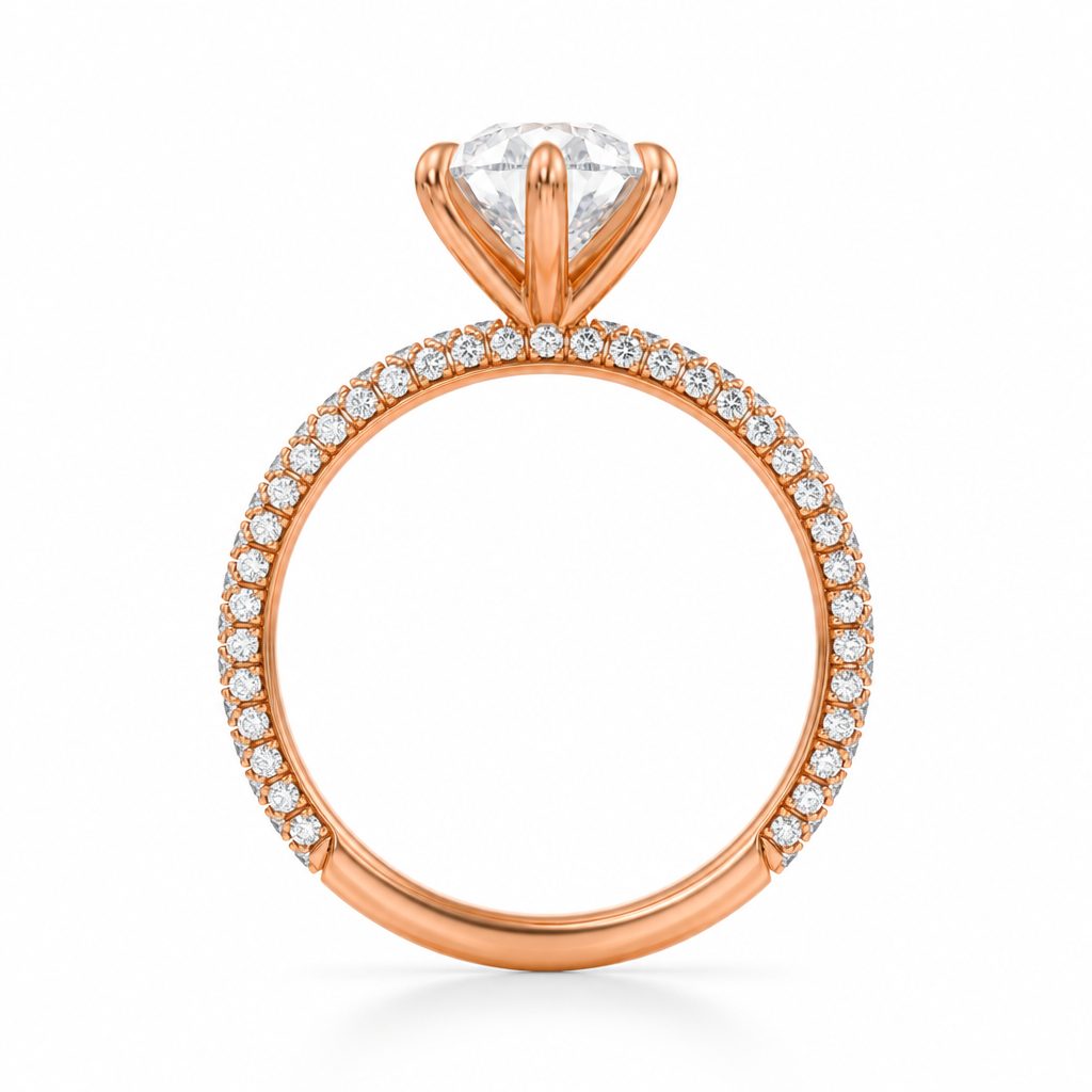 Pear Three Row Pave Ring