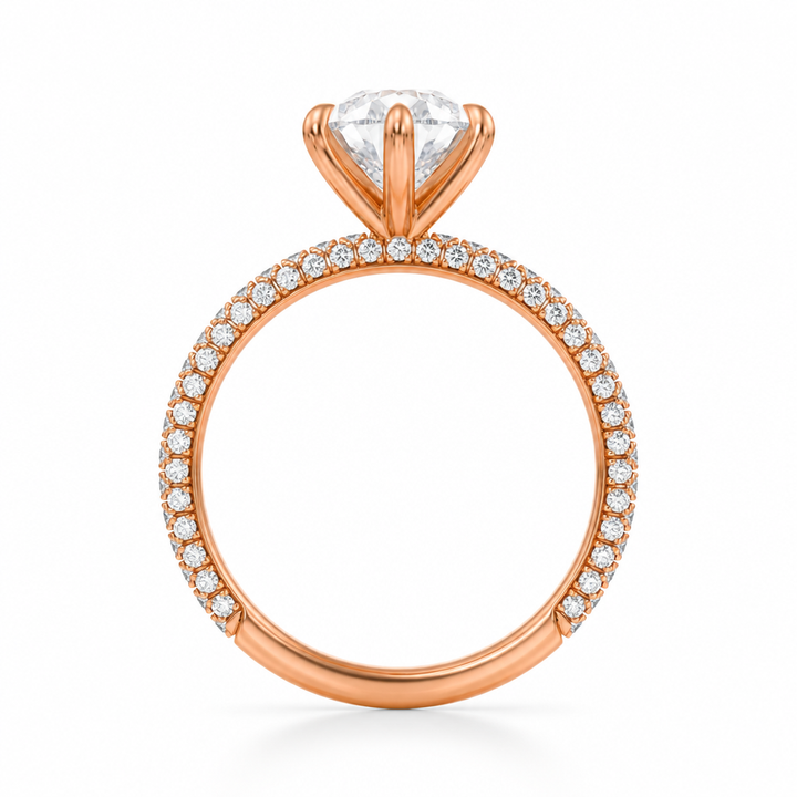 Pear Three Row Pave Ring