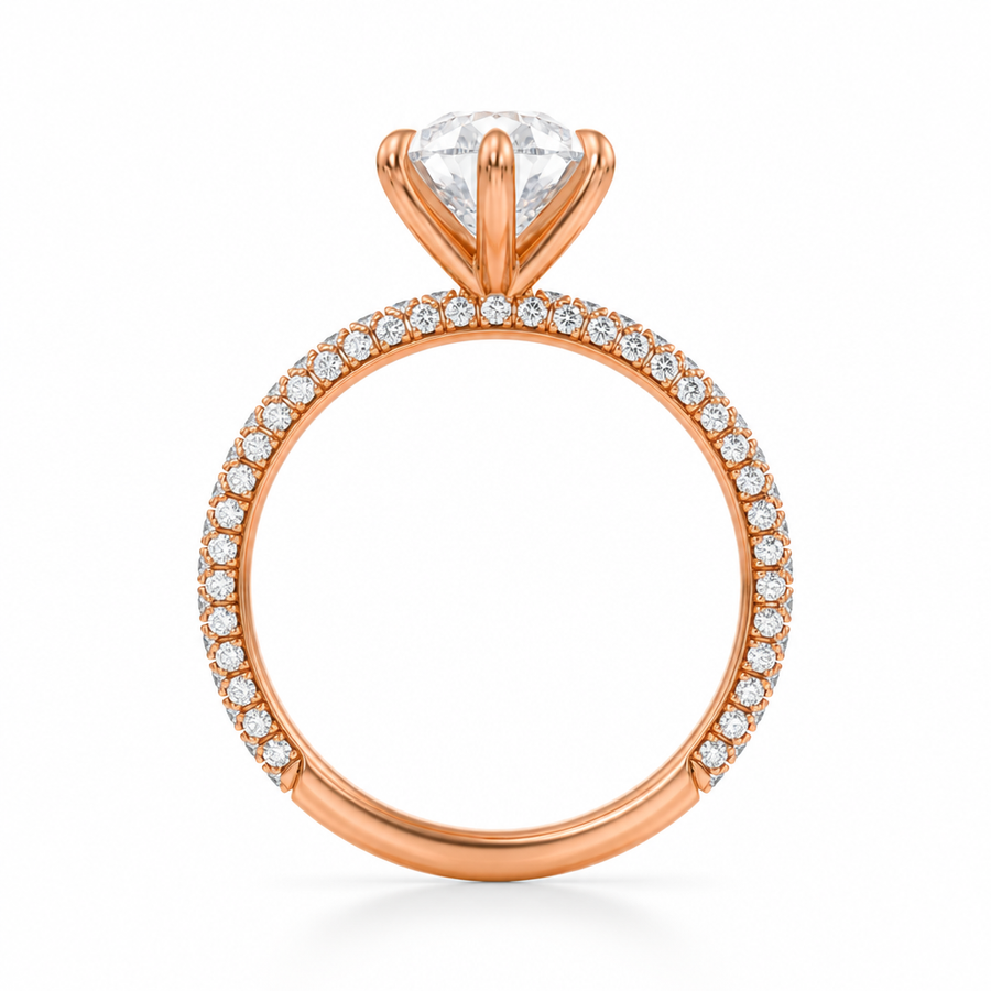 Pear Three Row Pave Ring