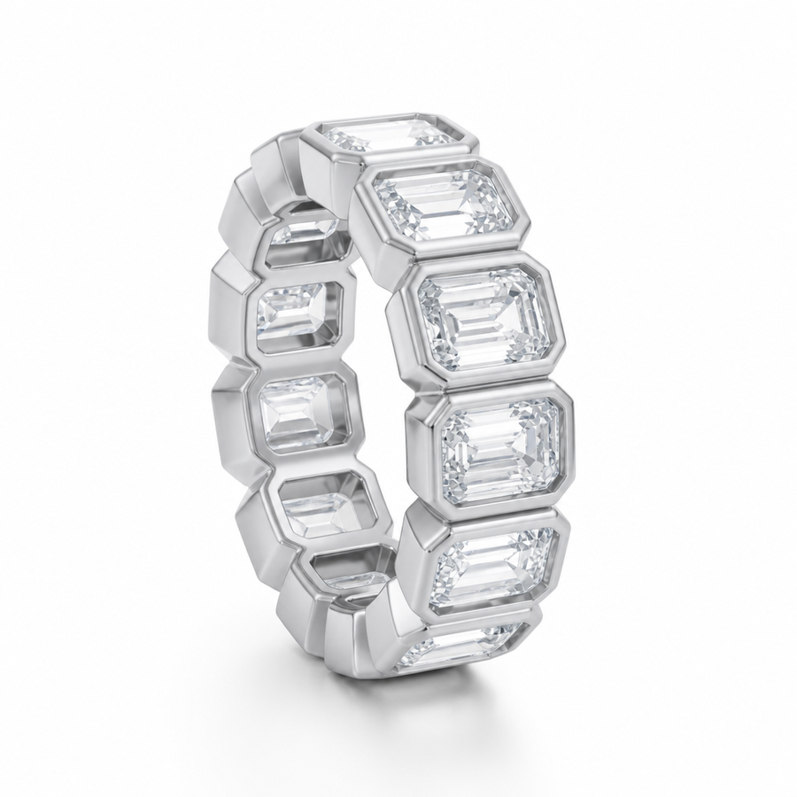 Emerald Bezel Vertical Eternity Band
