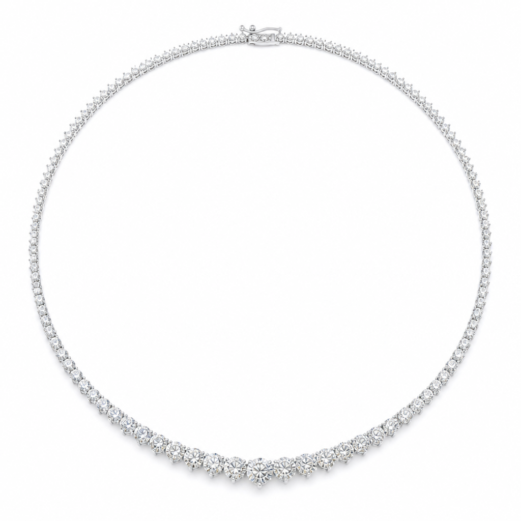 15 Carat Lab Grown Diamond Graduated Tennis Necklace